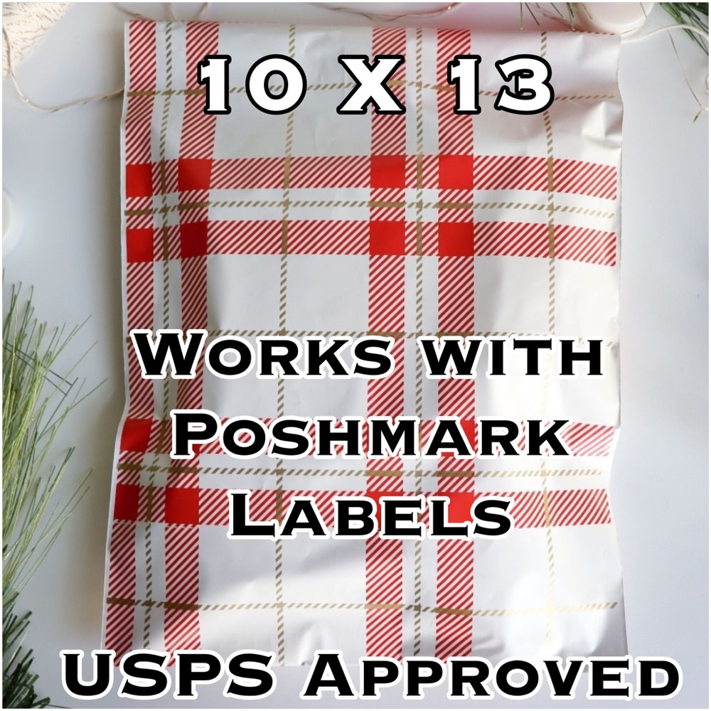 25 10X13 Plaid Poly Mailers XMAS PRICE FIRM - Picture 2 of 4